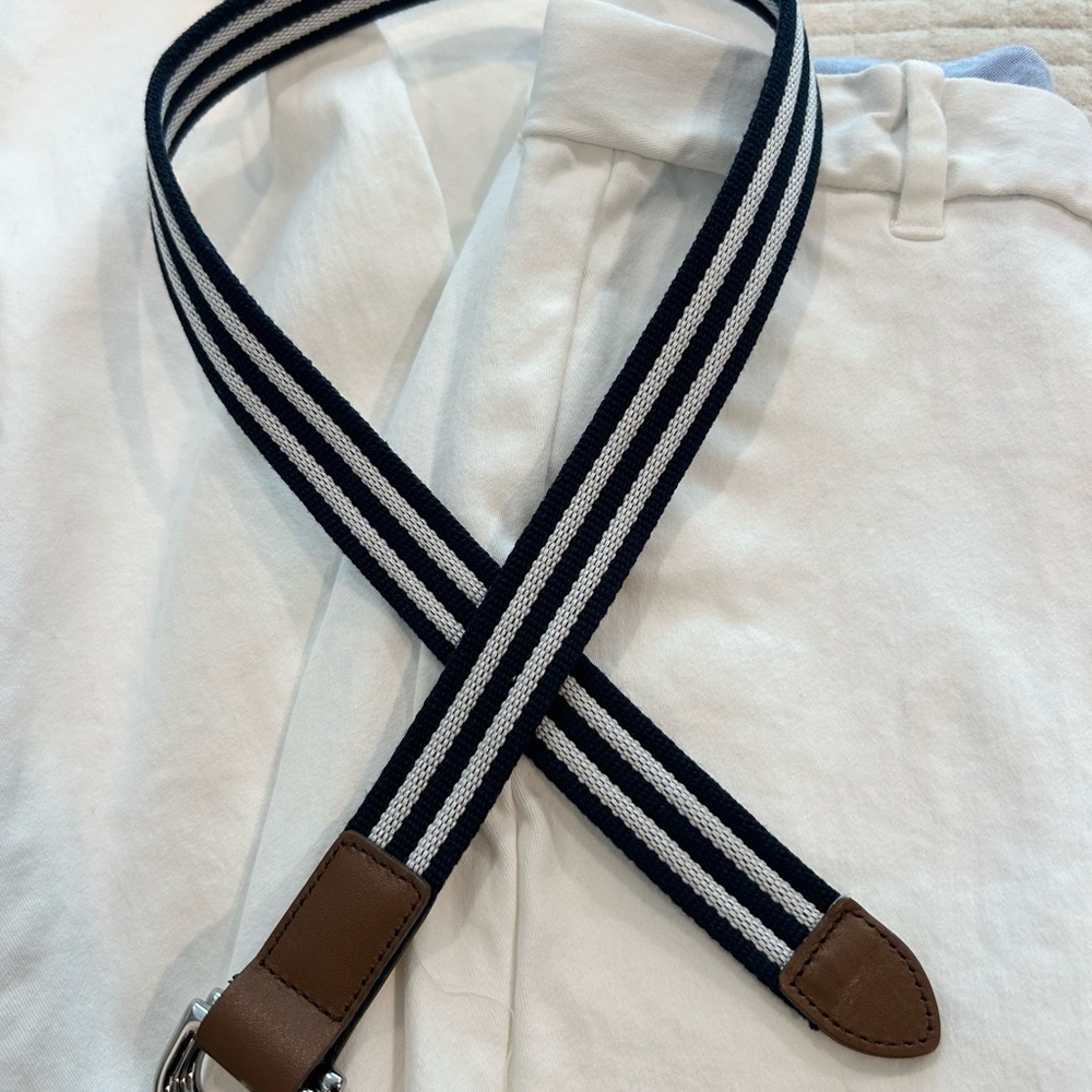 Janie and Jack Navy and White Striped Kids’ woven Belt sz 10-12 yrs